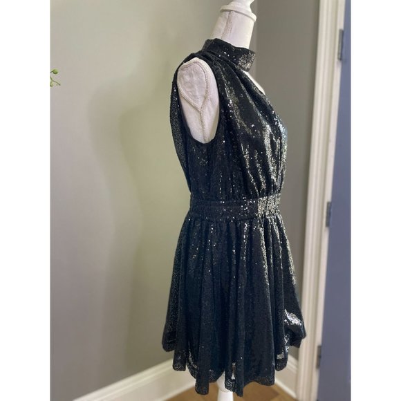 DO+BE Sequin One Shoulder Choker Dress Black Small - Picture 5 of 11